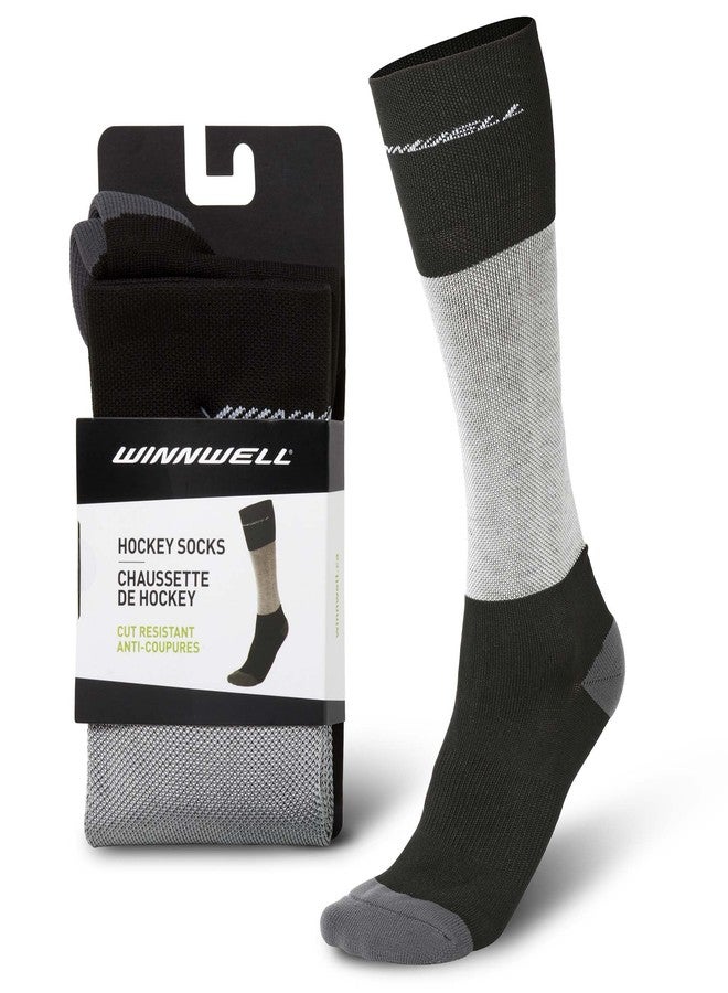 Winnwell Cut-Resistant Hockey Socks - Moisture-Wicking Gear with Double-Padded Heel & Y-Seam Toe for Ice Hockey Players (X-Large) - Image 1